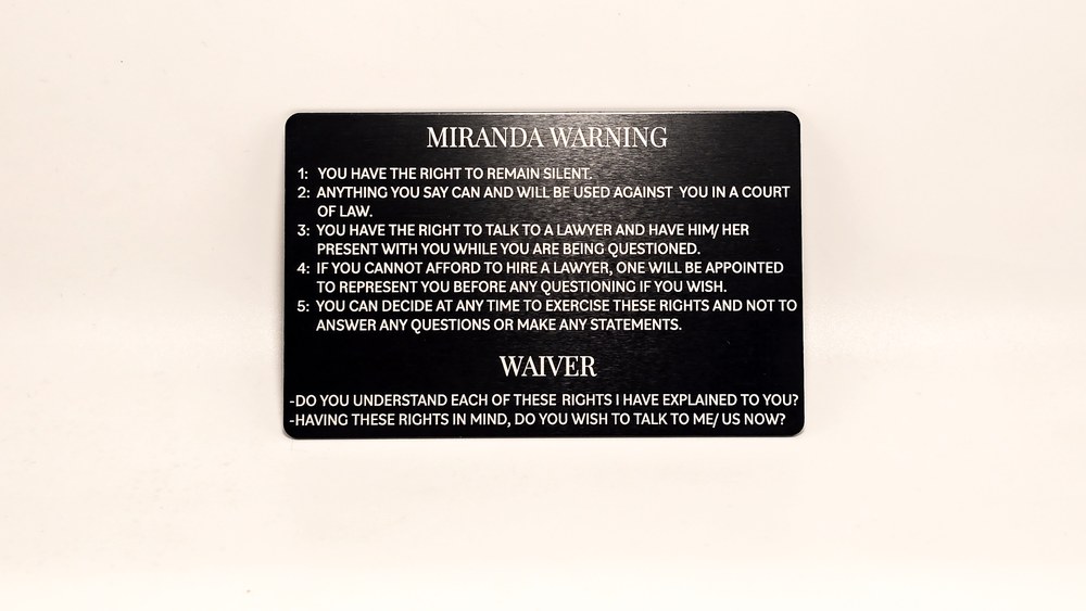 Metal Miranda Rights Card